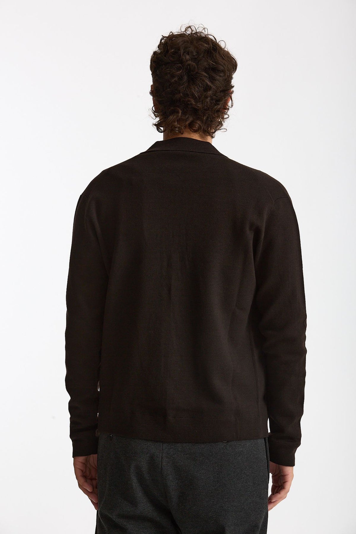Maglia Full zip in lana merino marrone uomo Hosio - 3