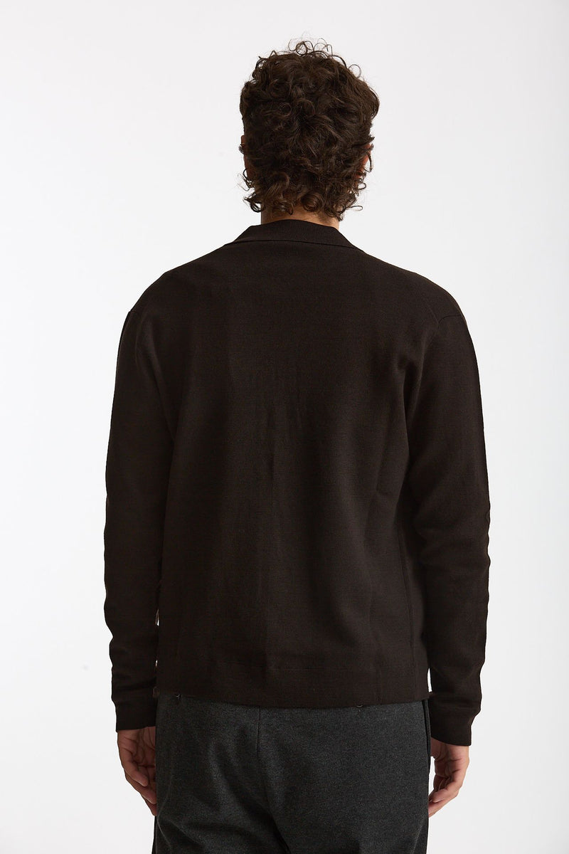Maglia Full zip in lana merino marrone uomo Hosio - 3