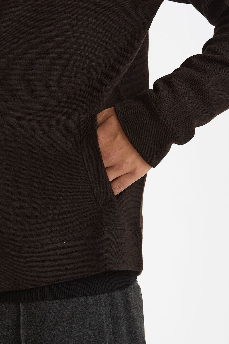 Maglia Full zip in lana merino marrone uomo Hosio - 5