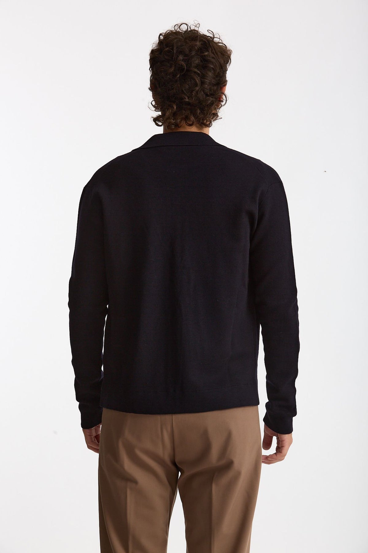 Maglia full zip in lana merino blu uomo Hosio - 4