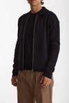 Maglia full zip in lana merino blu uomo Hosio - 1