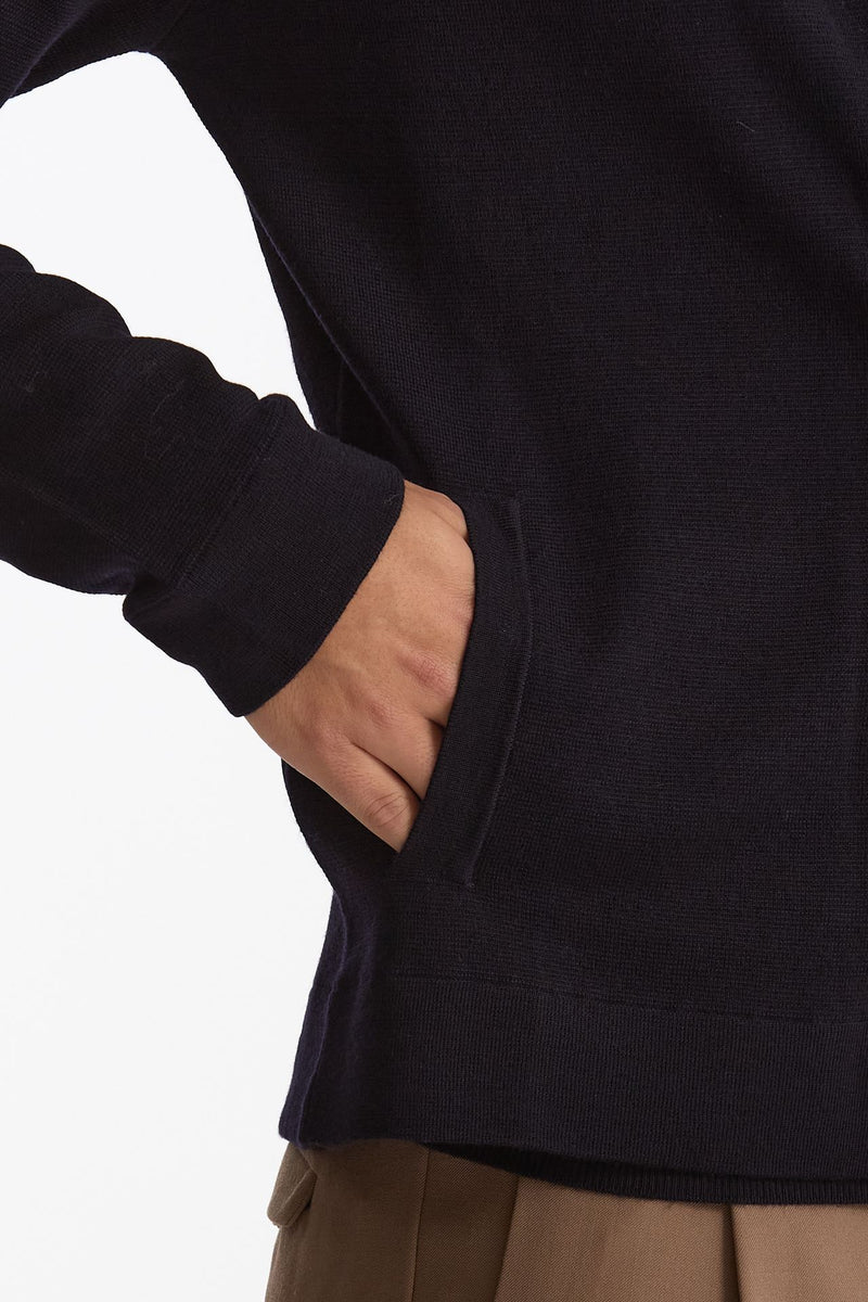 Maglia full zip in lana merino blu uomo Hosio - 5