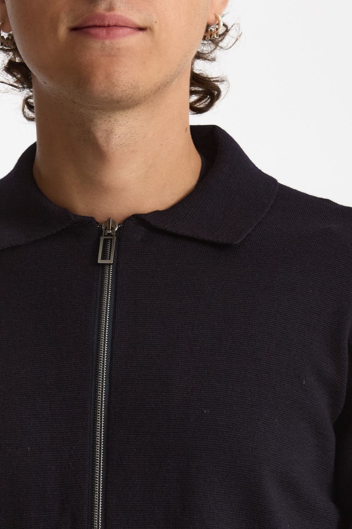 Maglia full zip in lana merino blu uomo Hosio - 8