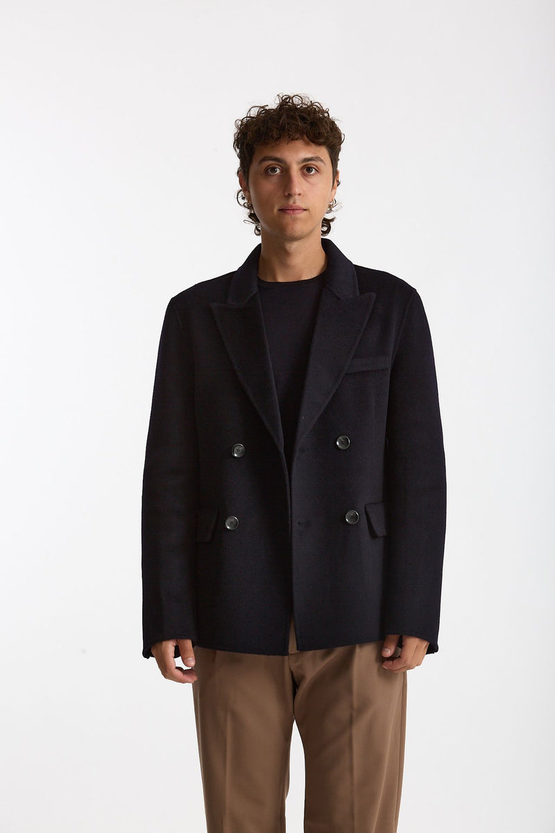 Giacca doppiopetto in lana blu uomo Hosio - 2