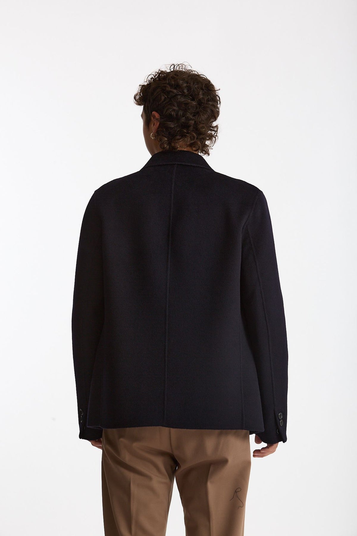 Giacca doppiopetto in lana blu uomo Hosio - 4