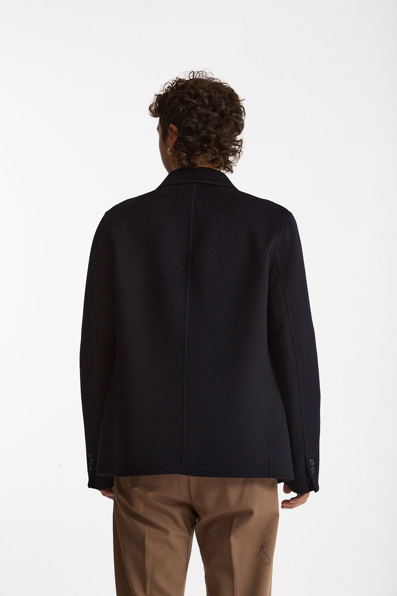 Giacca doppiopetto in lana blu uomo Hosio - 4