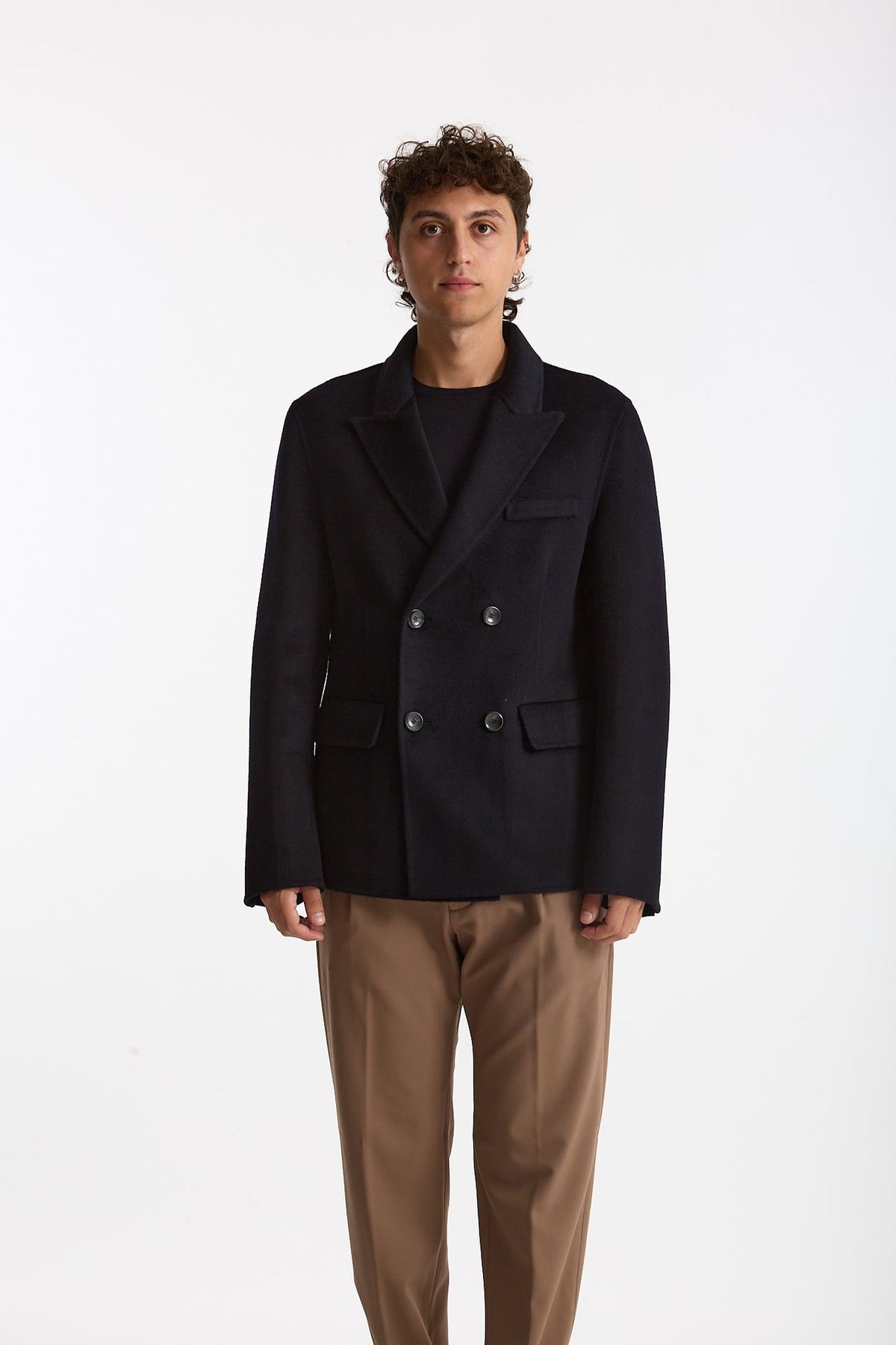 Giacca doppiopetto in lana blu uomo Hosio - 7