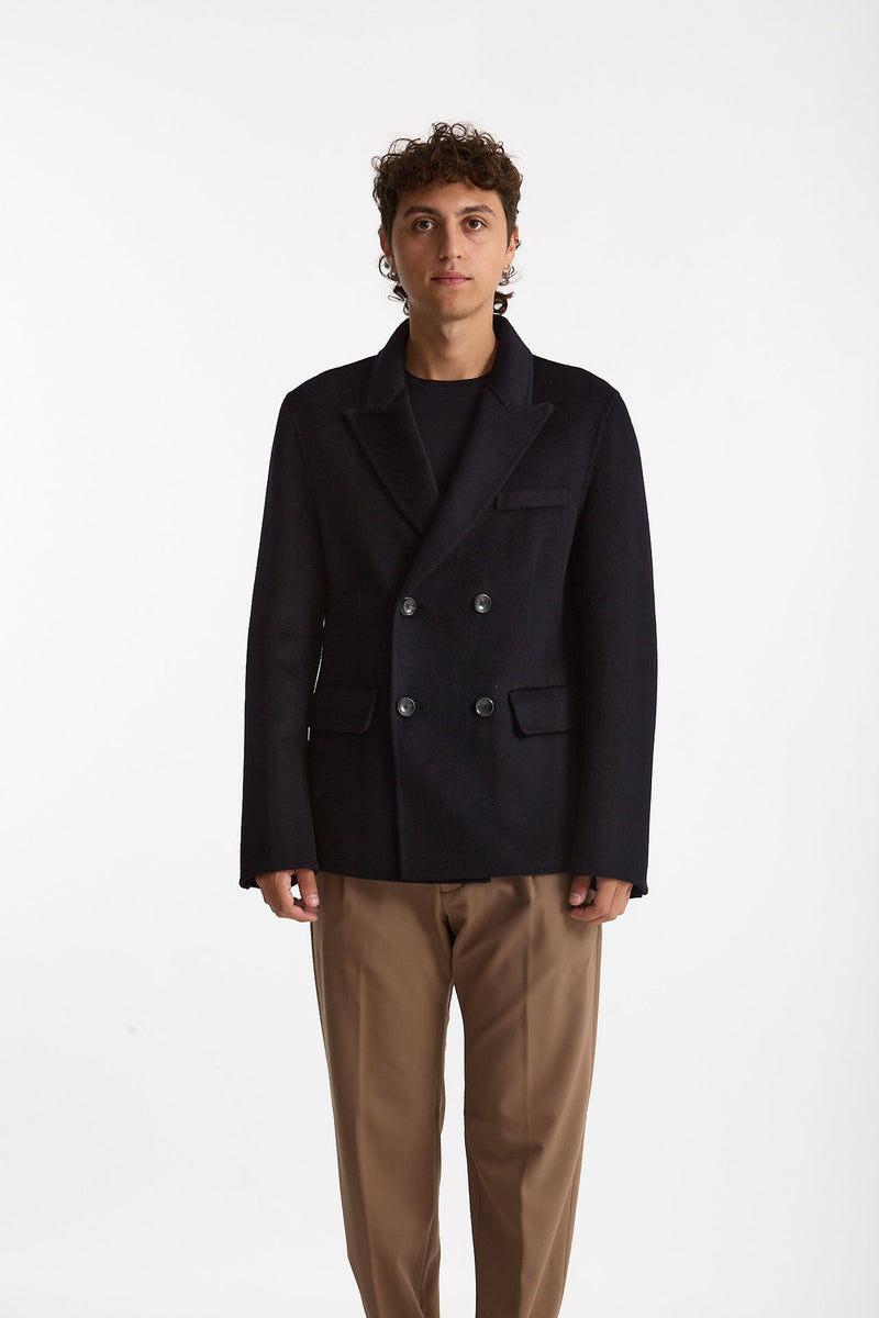 Giacca doppiopetto in lana blu uomo Hosio - 7