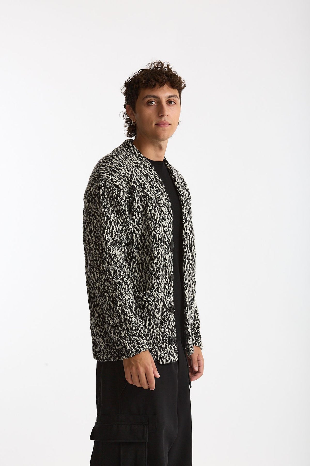 Cardigan in lana e nylon fantasia uomo Hosio - 1