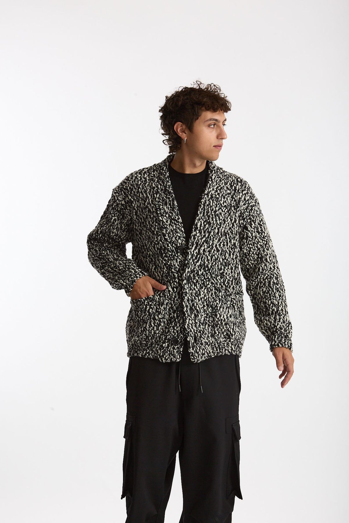 Cardigan in lana e nylon fantasia uomo Hosio - 5
