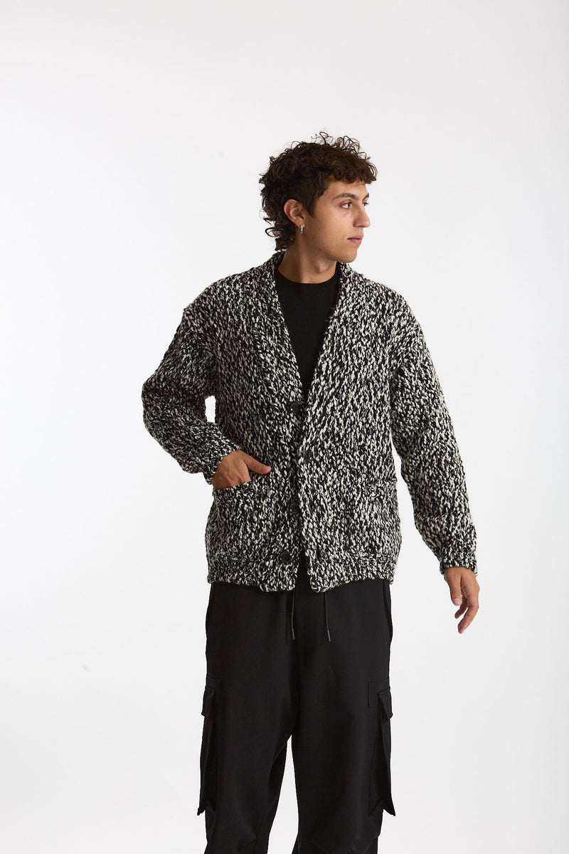 Cardigan in lana e nylon fantasia uomo Hosio - 5