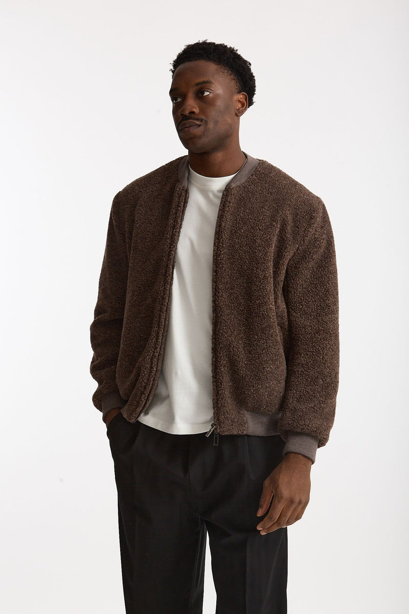 Bomber in lana marrone uomo Hosio - 1