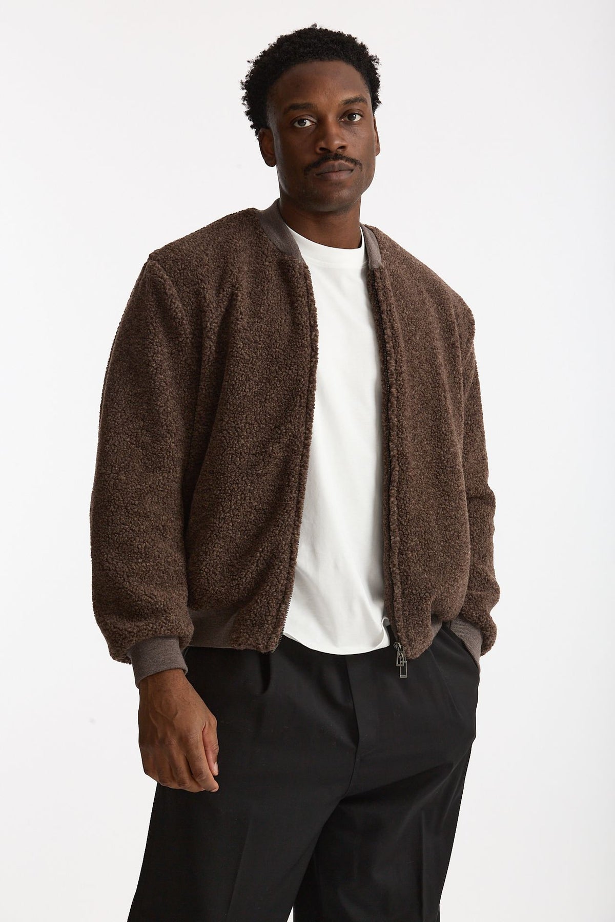 Bomber in lana marrone uomo Hosio - 4