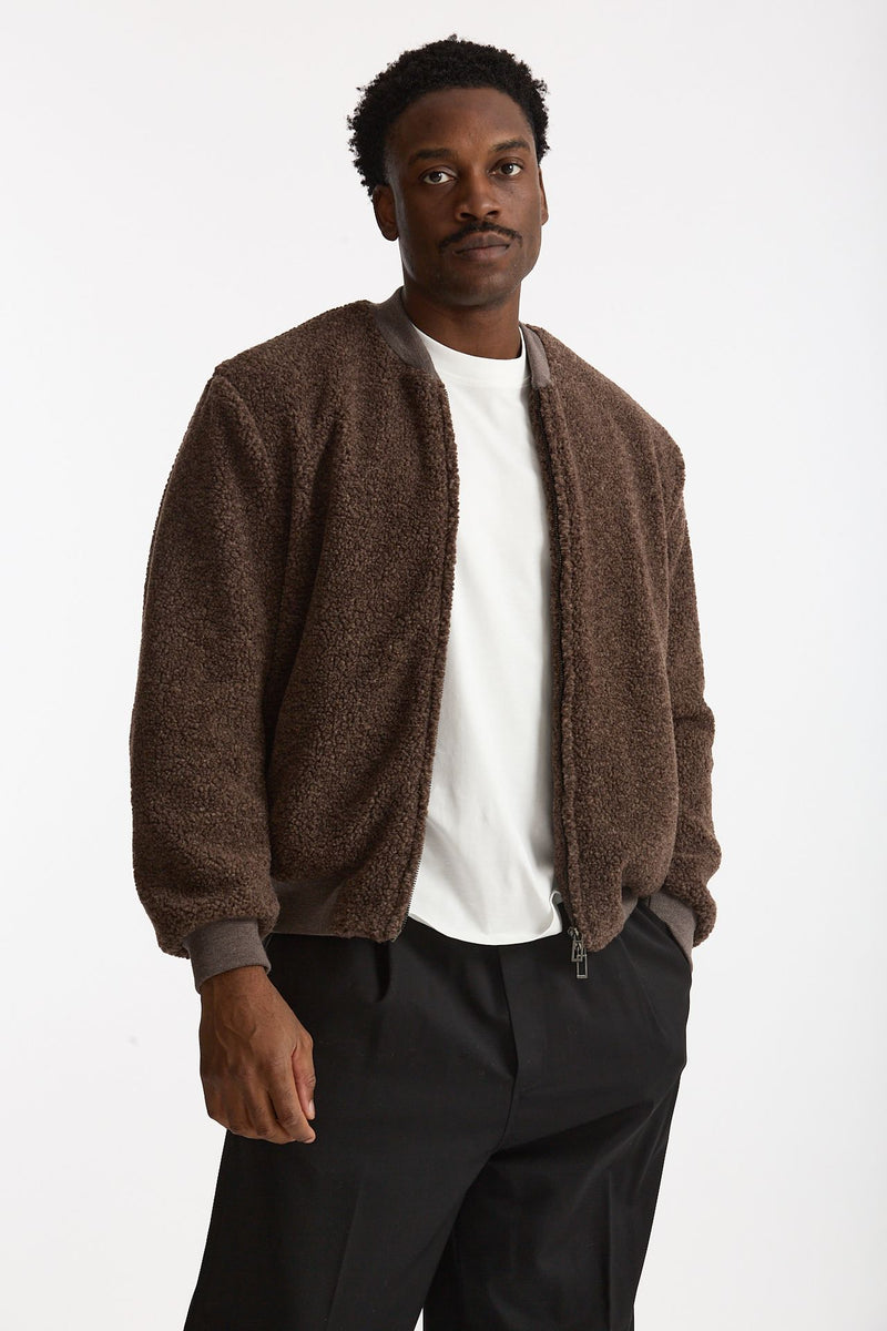 Bomber in lana marrone uomo Hosio - 4