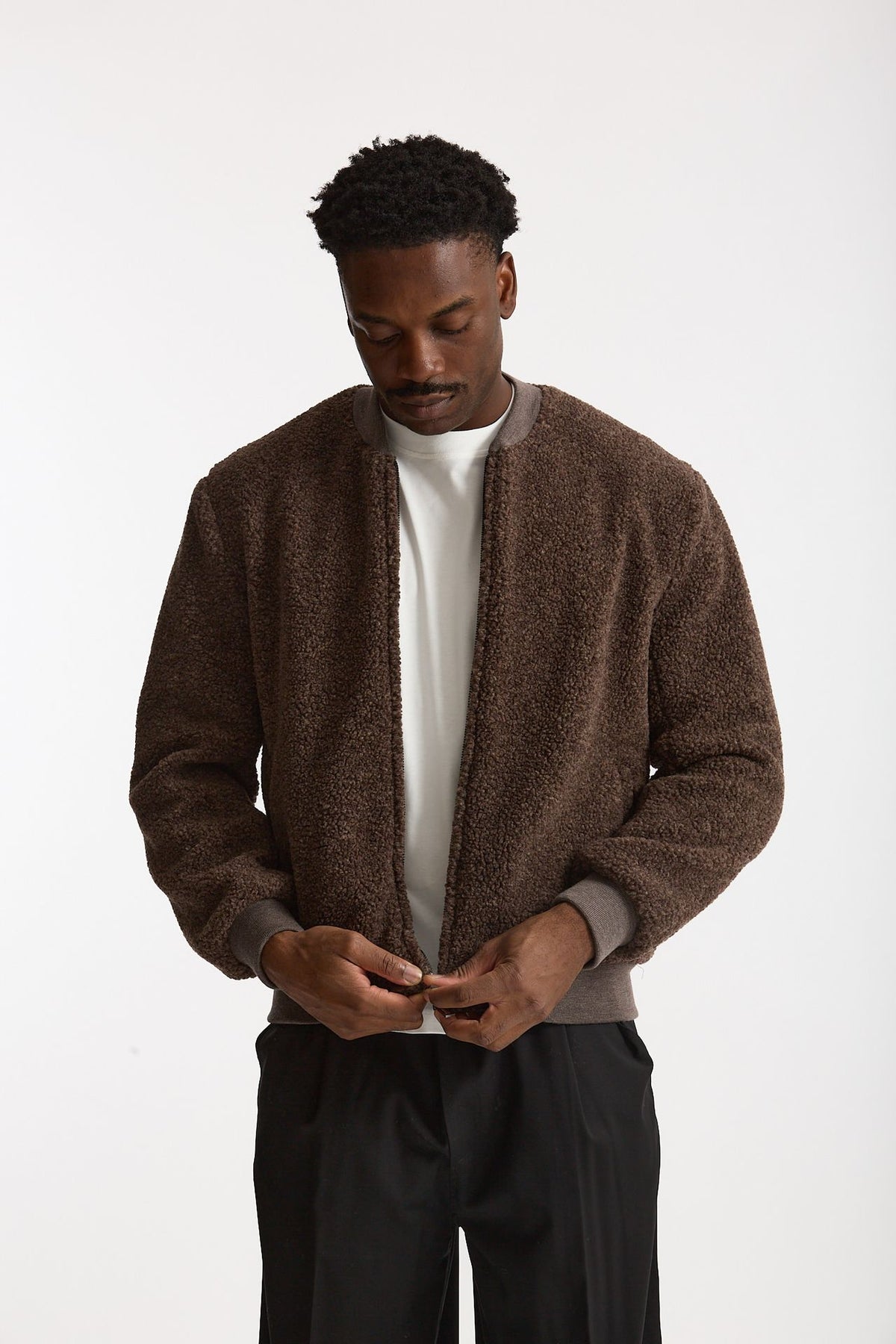 Bomber in lana marrone uomo Hosio - 5