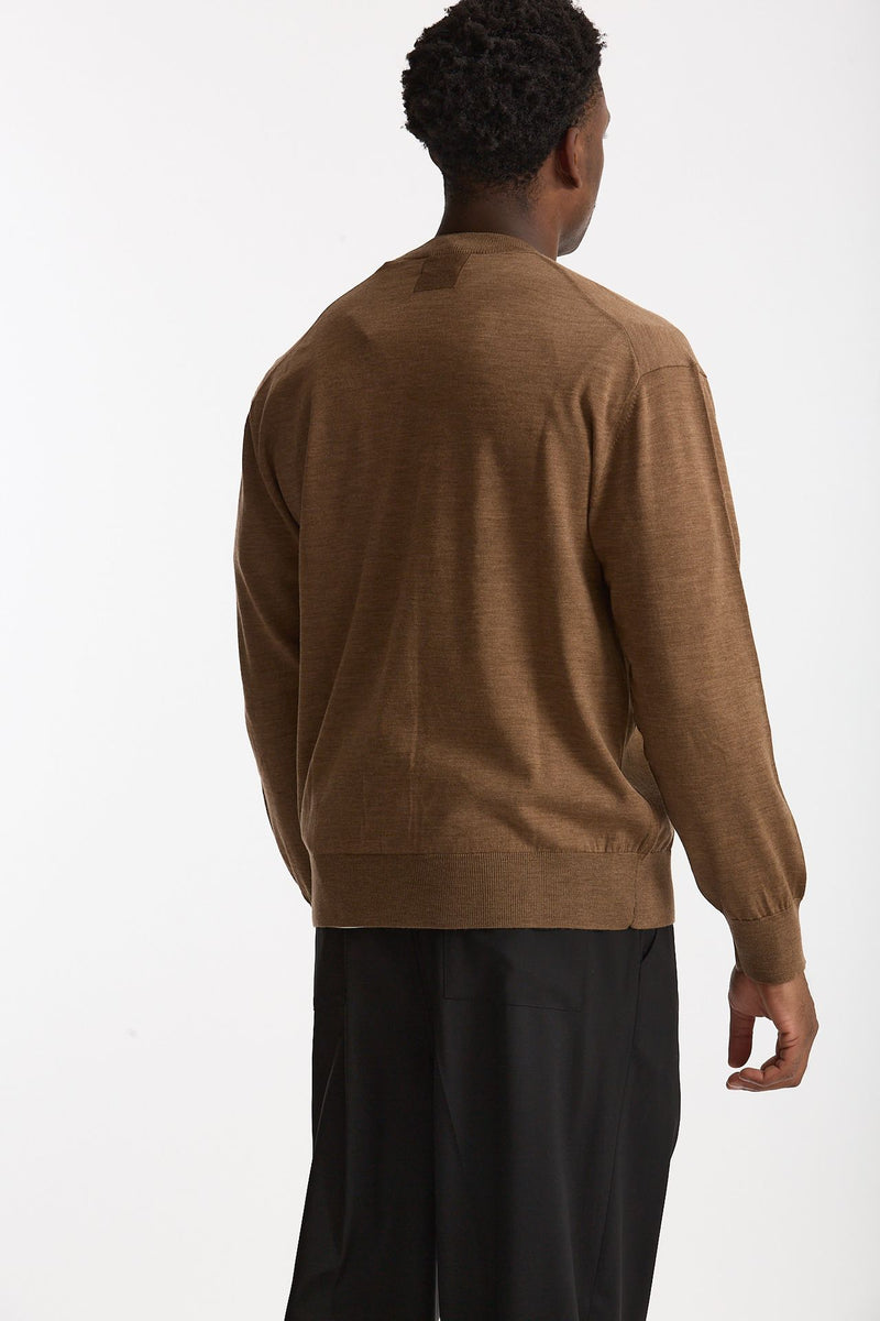 Cardigan in lana rasata cammello uomo Hosio - 3
