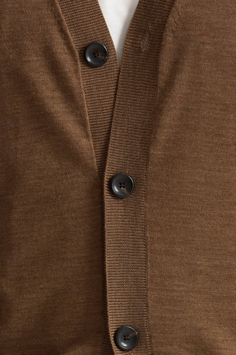 Cardigan in lana rasata cammello uomo Hosio - 4