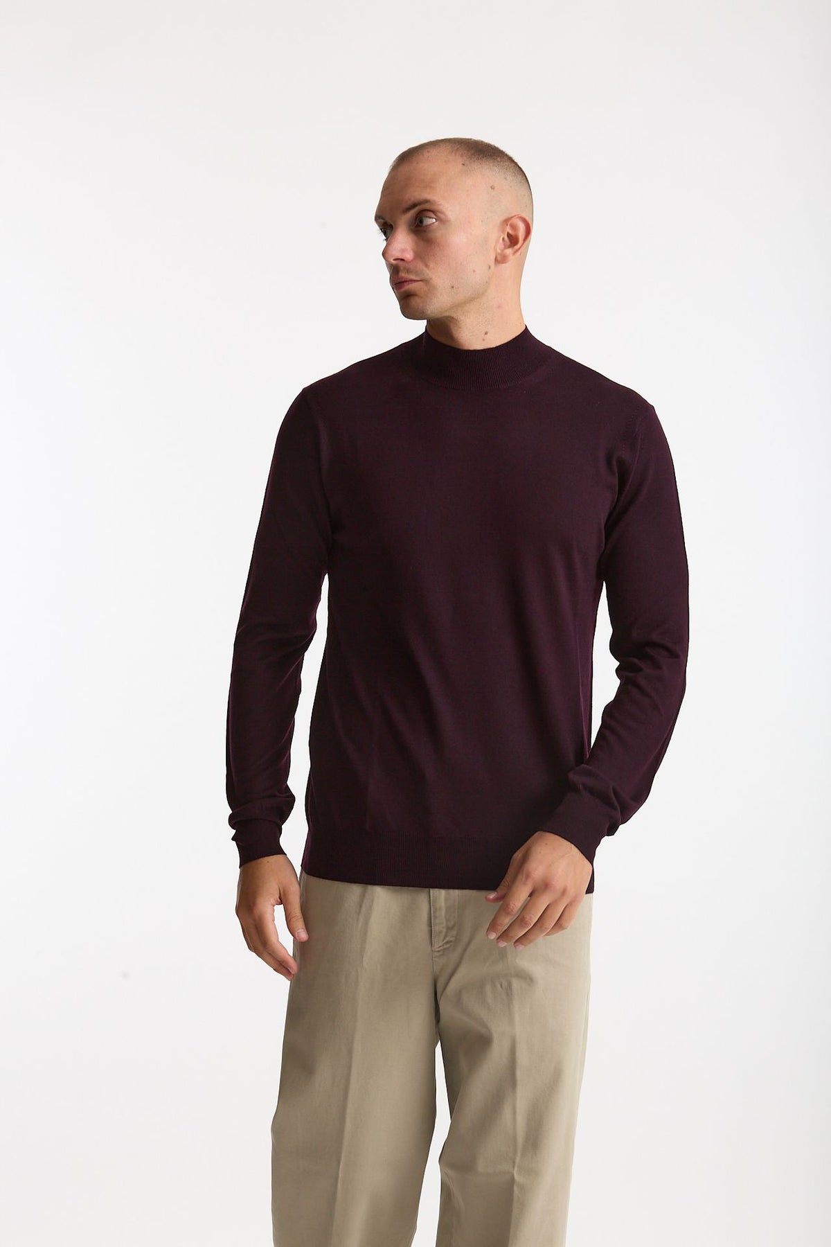 Lupetto in lana rasata borgogna uomo Hosio - 1
