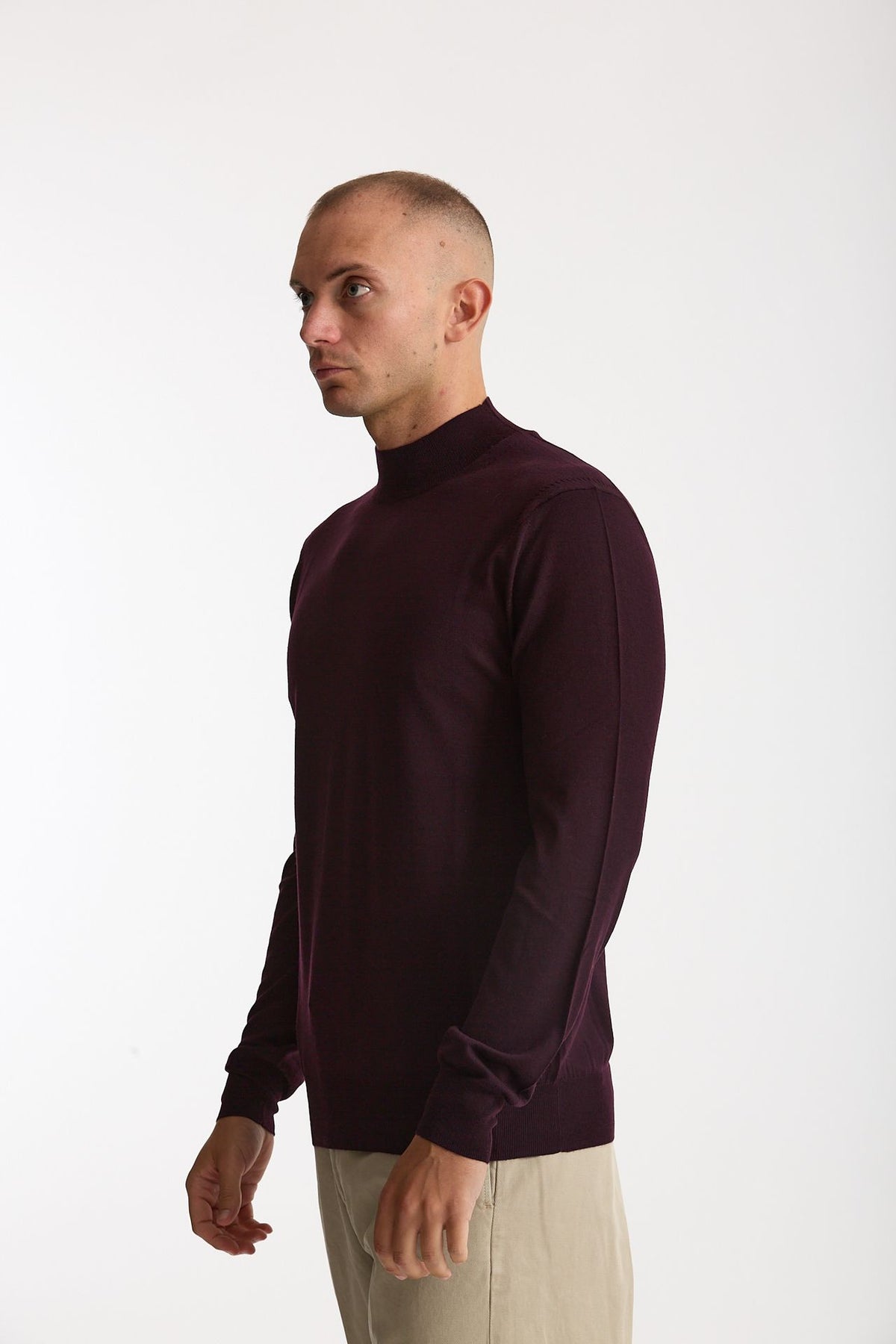 Lupetto in lana rasata borgogna uomo Hosio - 2