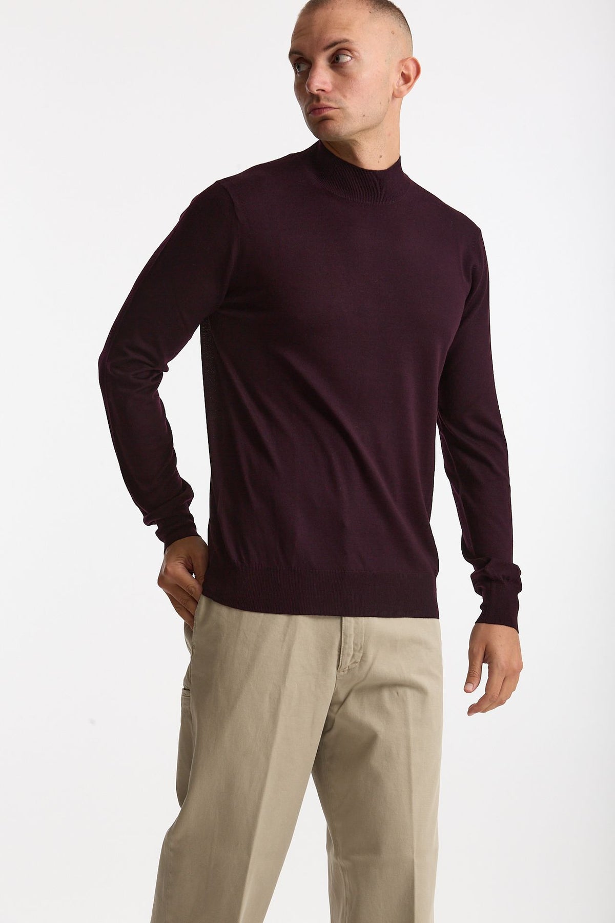 Lupetto in lana rasata borgogna uomo Hosio - 4