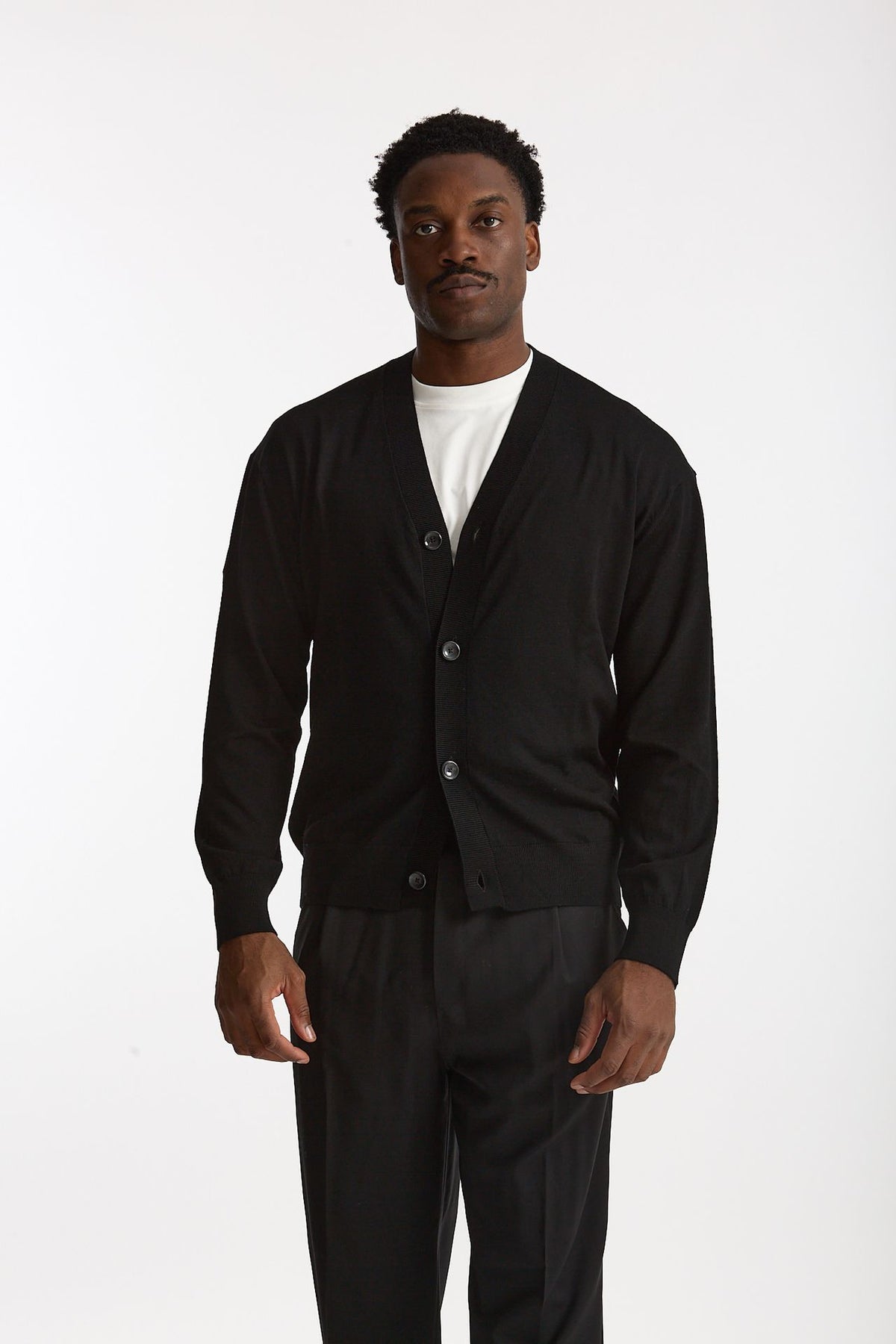 Cardigan in lana rasata nero uomo Hosio - 1