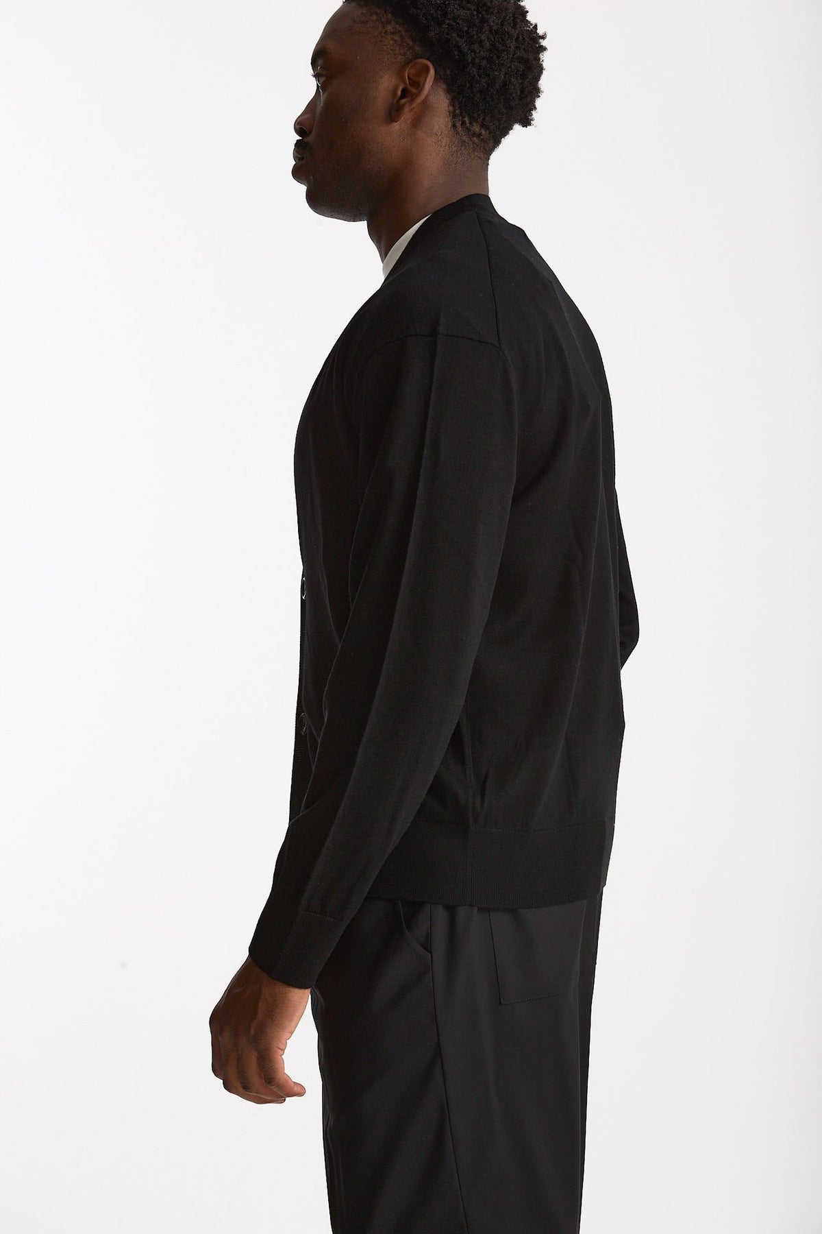 Cardigan in lana rasata nero uomo Hosio - 2