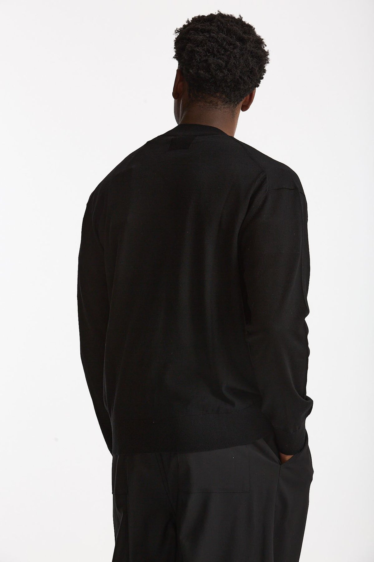 Cardigan in lana rasata nero uomo Hosio - 3