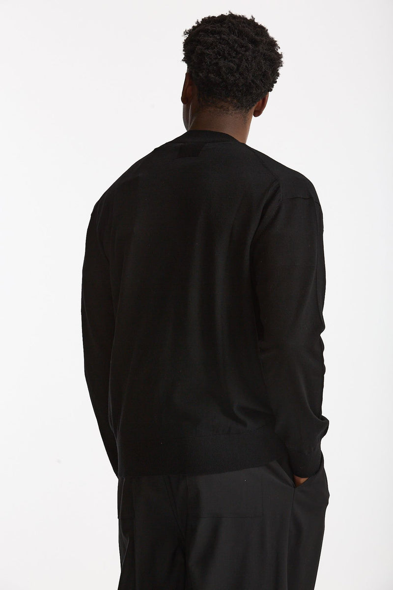 Cardigan in lana rasata nero uomo Hosio - 3