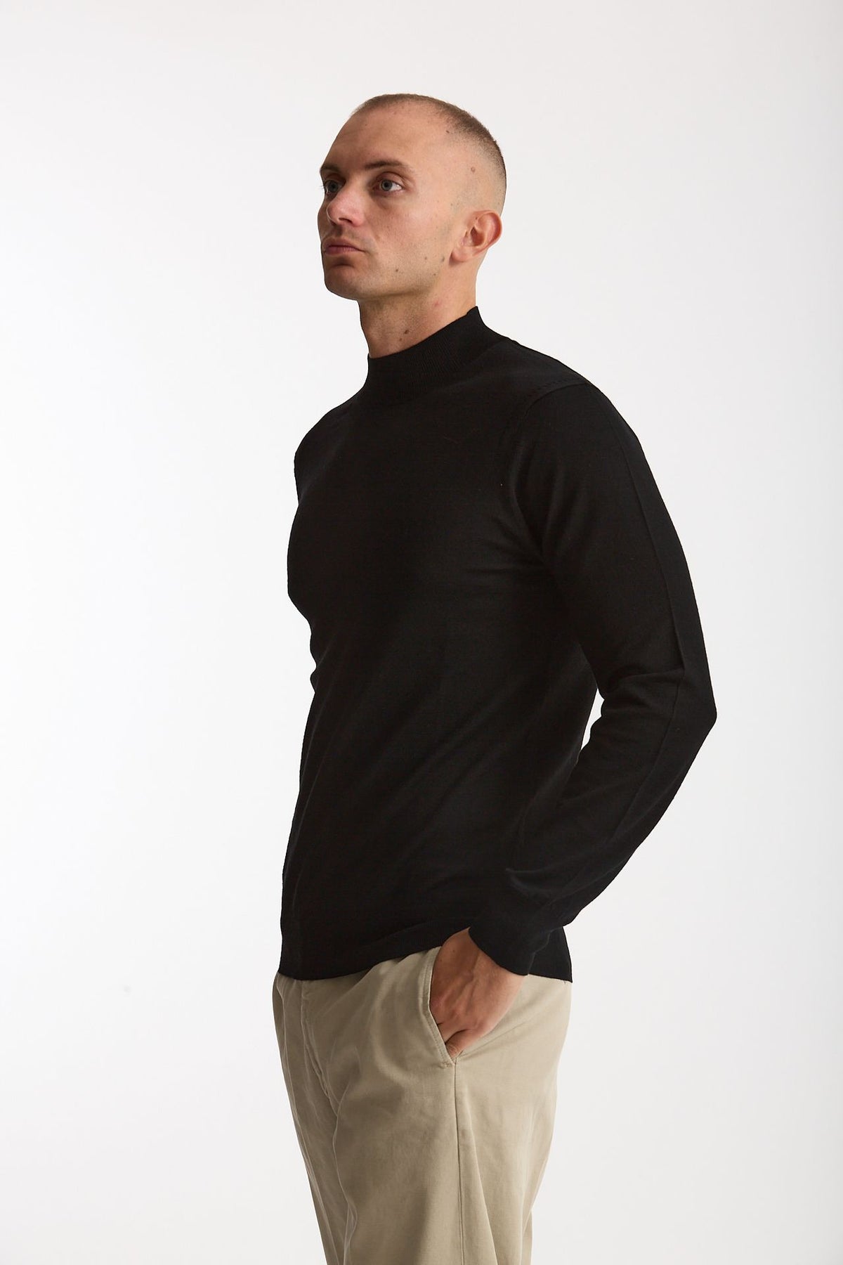 Lupetto in lana rasata nero uomo Hosio - 4
