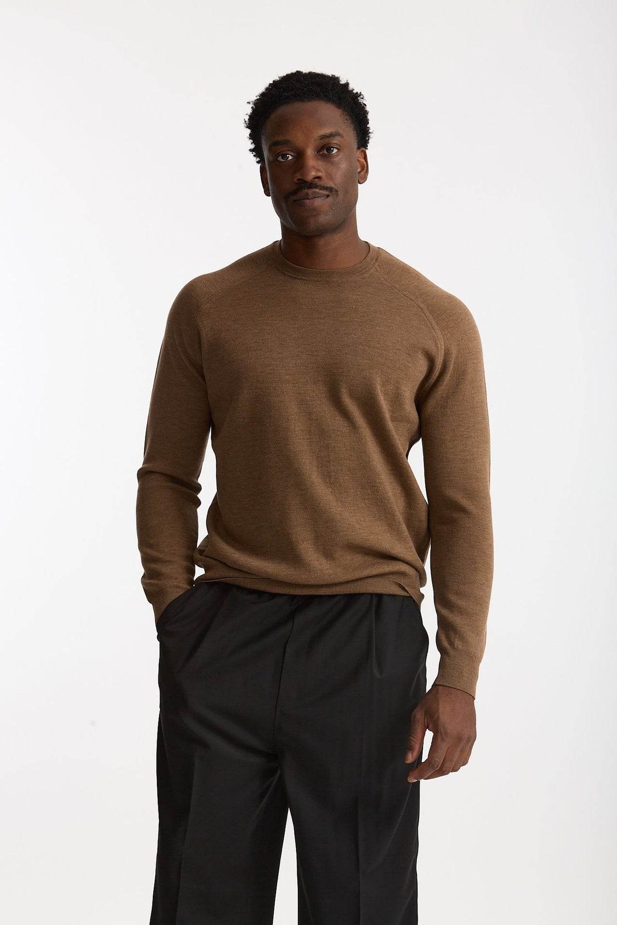 Maglia girocollo in lana cammello uomo Hosio - 1