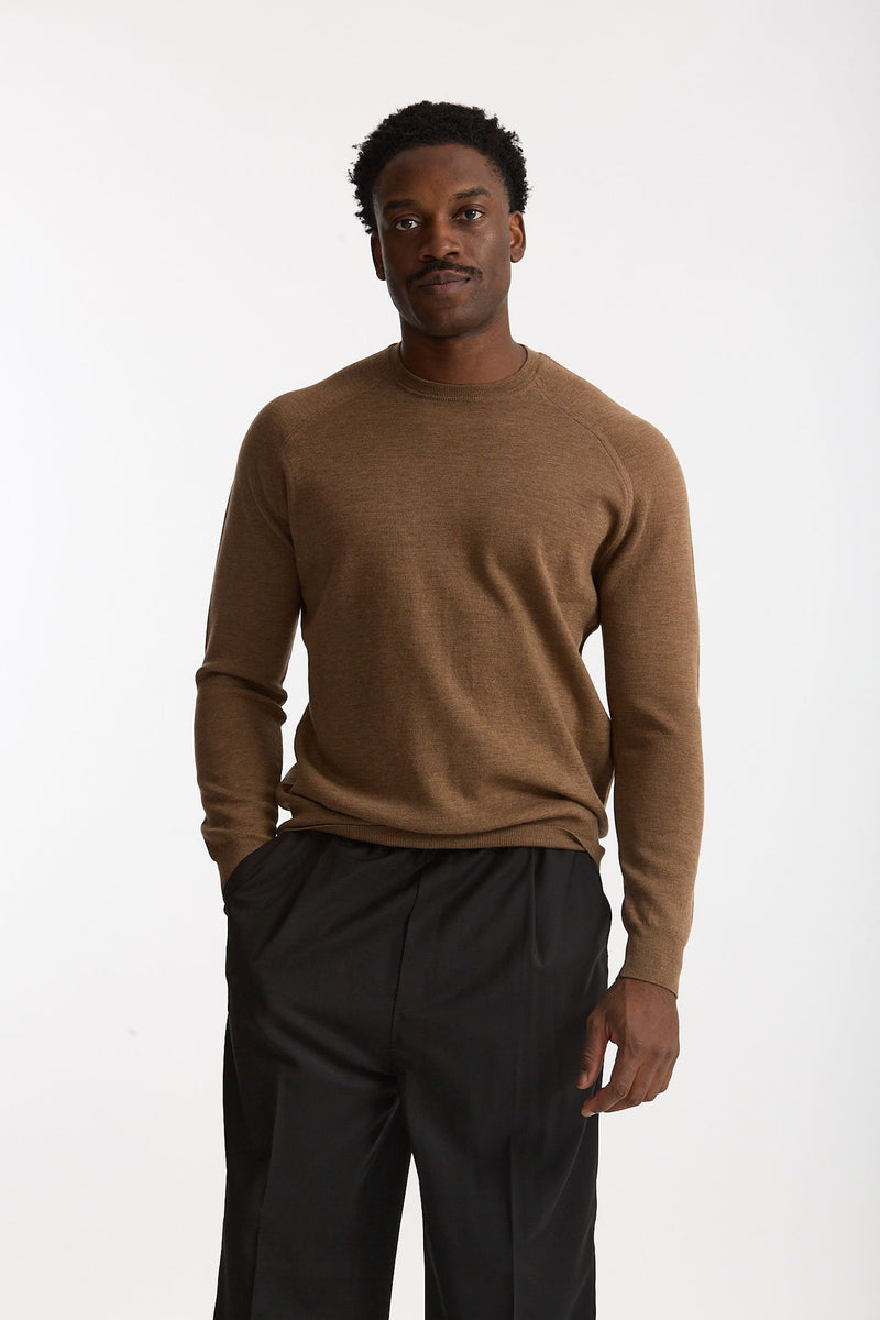 Maglia girocollo in lana cammello uomo Hosio - 1