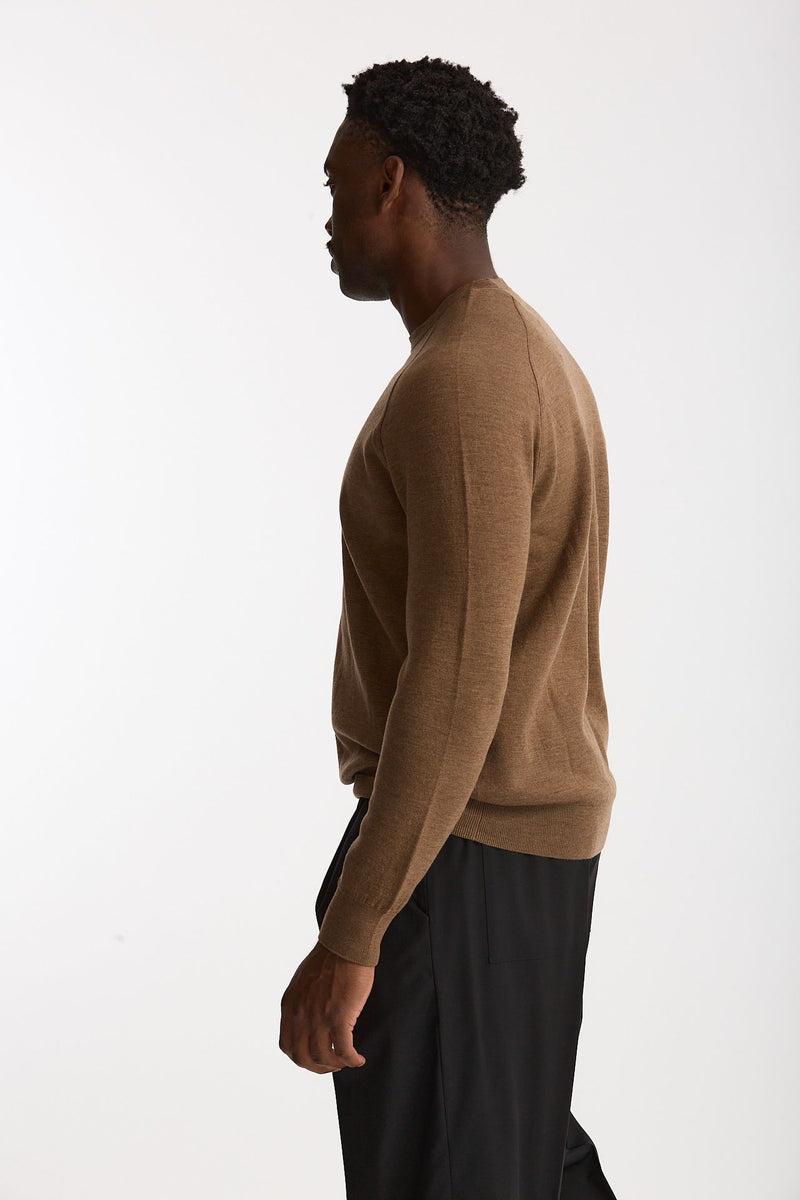 Maglia girocollo in lana cammello uomo Hosio - 2