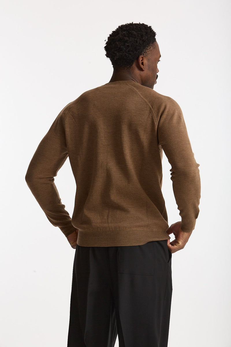 Maglia girocollo in lana cammello uomo Hosio - 3