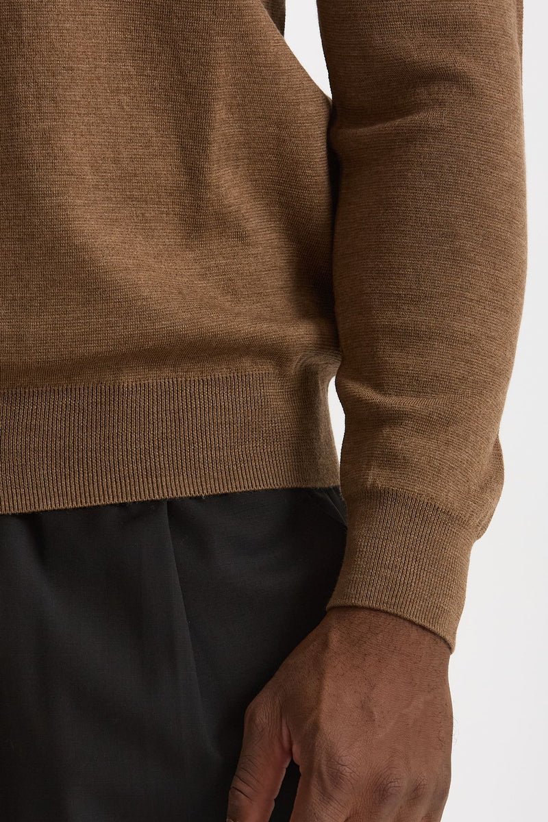 Maglia girocollo in lana cammello uomo Hosio - 6