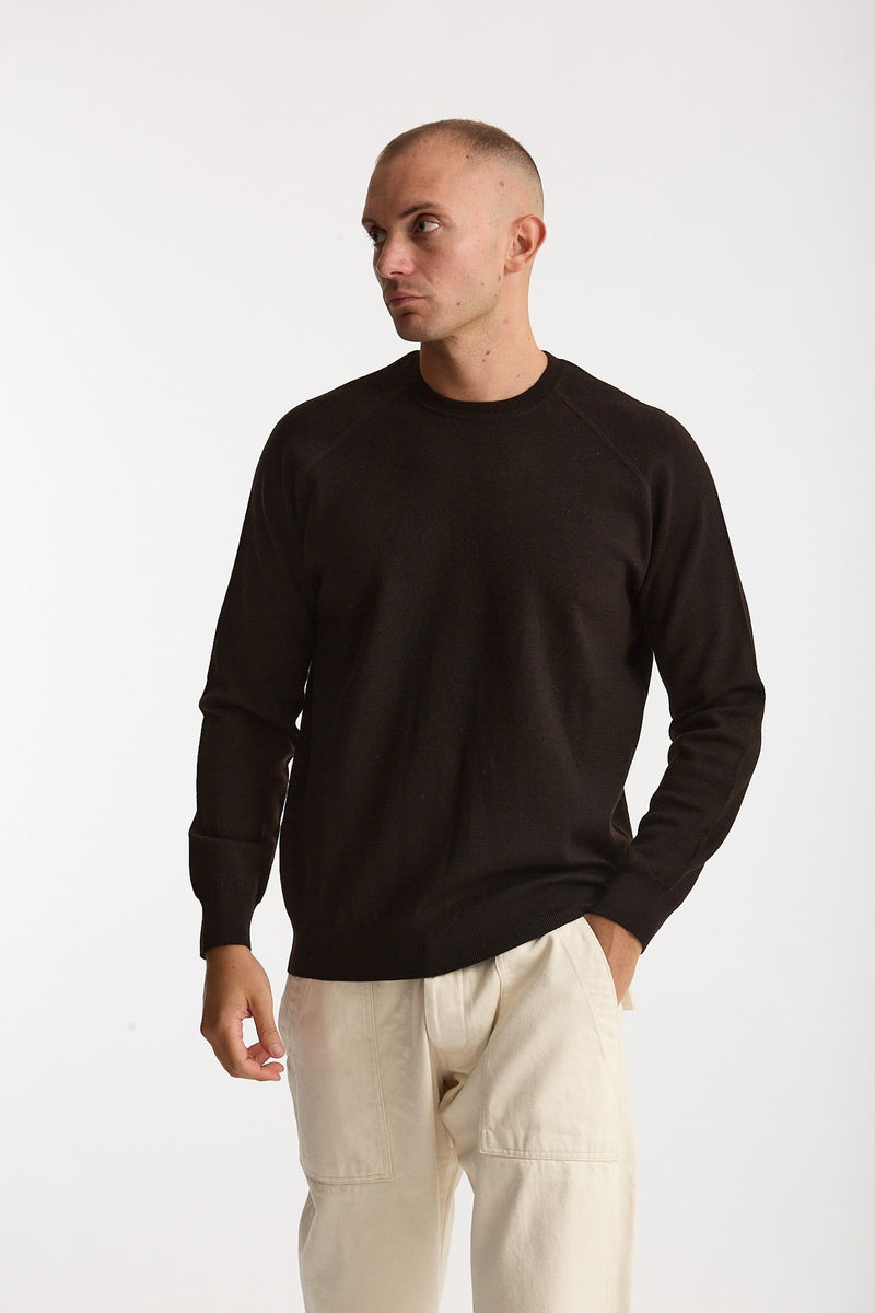 Maglia girocollo in lana marrone uomo Hosio - 1