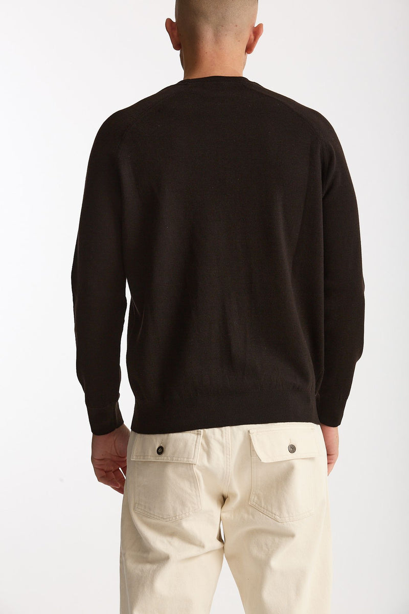 Maglia girocollo in lana marrone uomo Hosio - 3