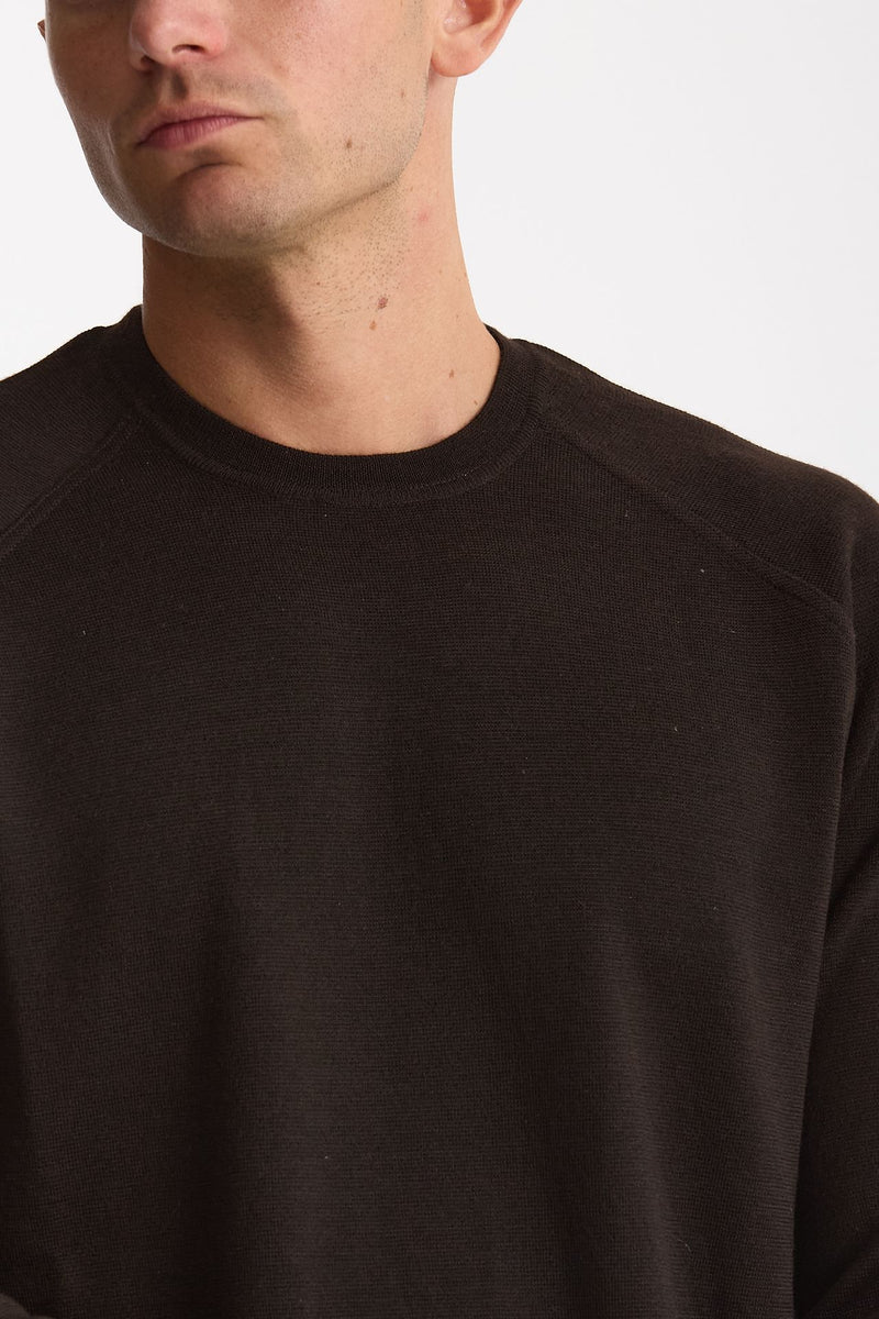 Maglia girocollo in lana marrone uomo Hosio - 5