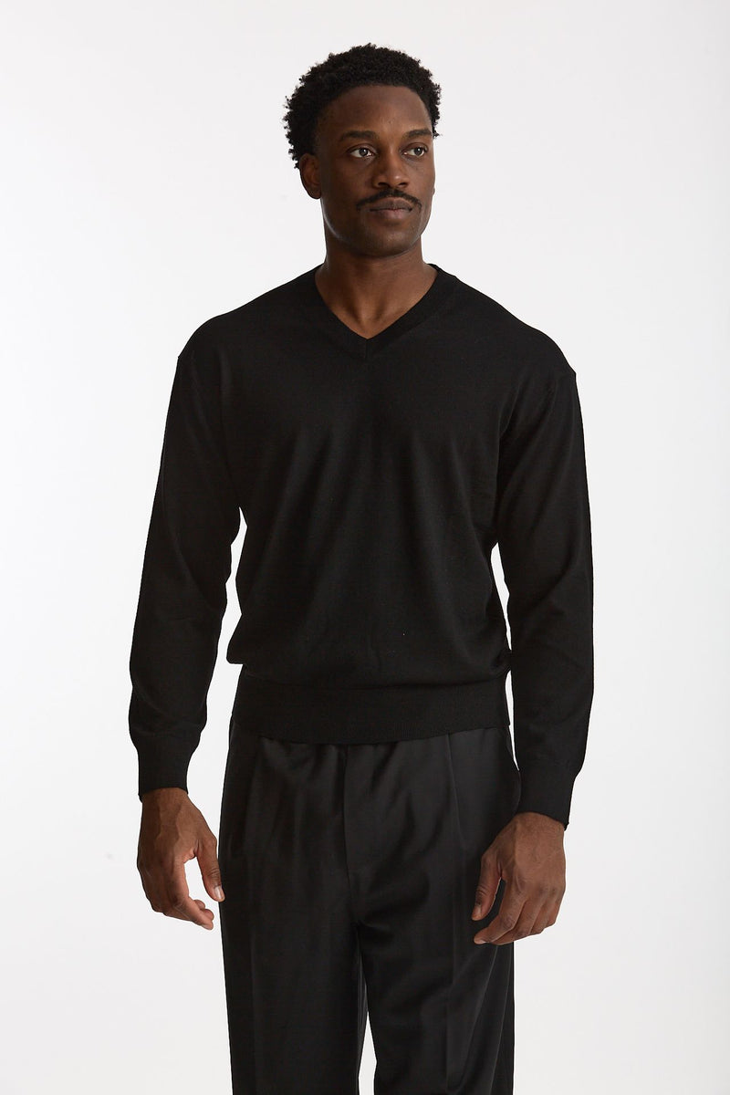 Maglia in lana rasata nero uomo Hosio - 2