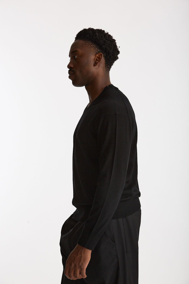 Maglia in lana rasata nero uomo Hosio - 3