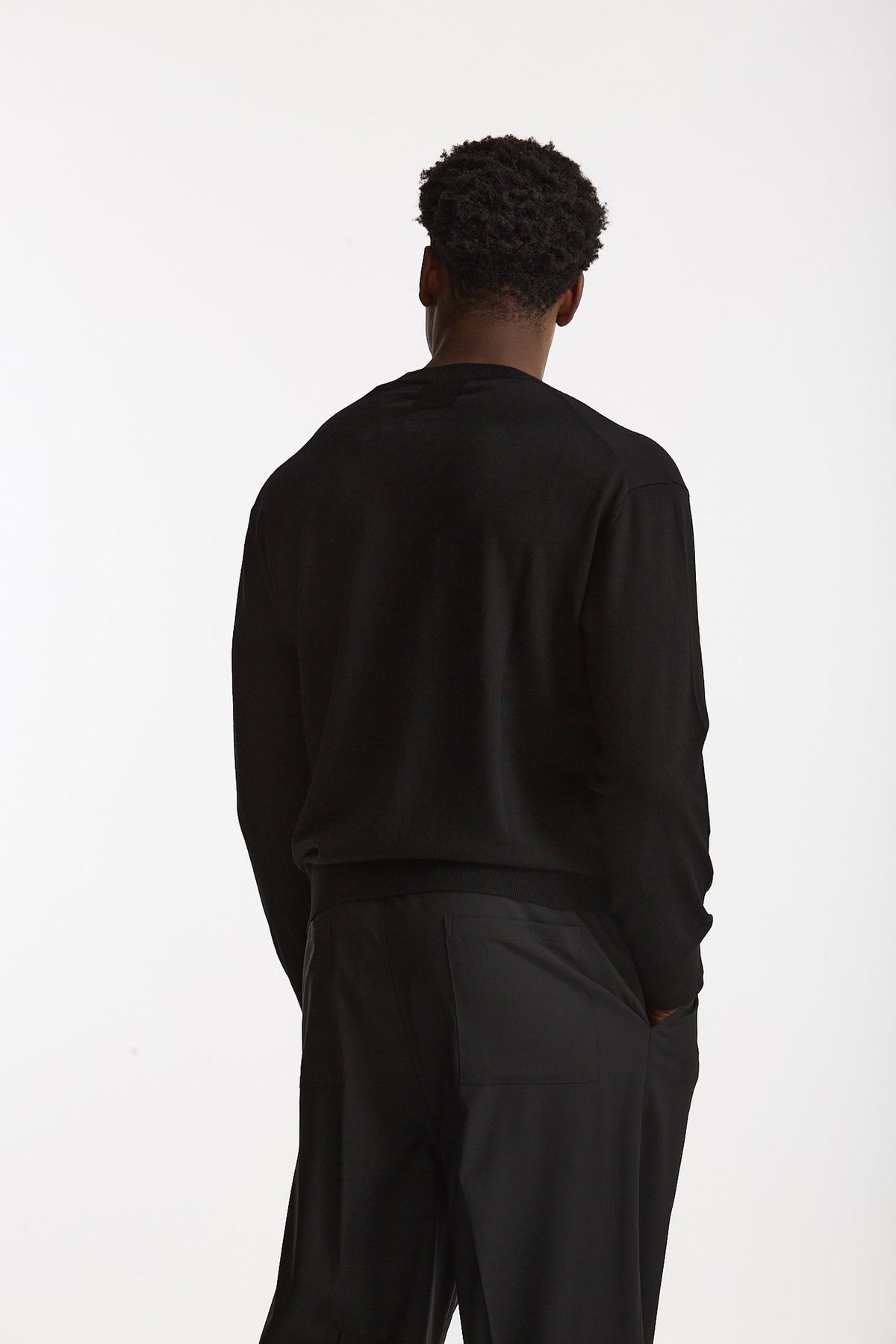 Maglia in lana rasata nero uomo Hosio - 4