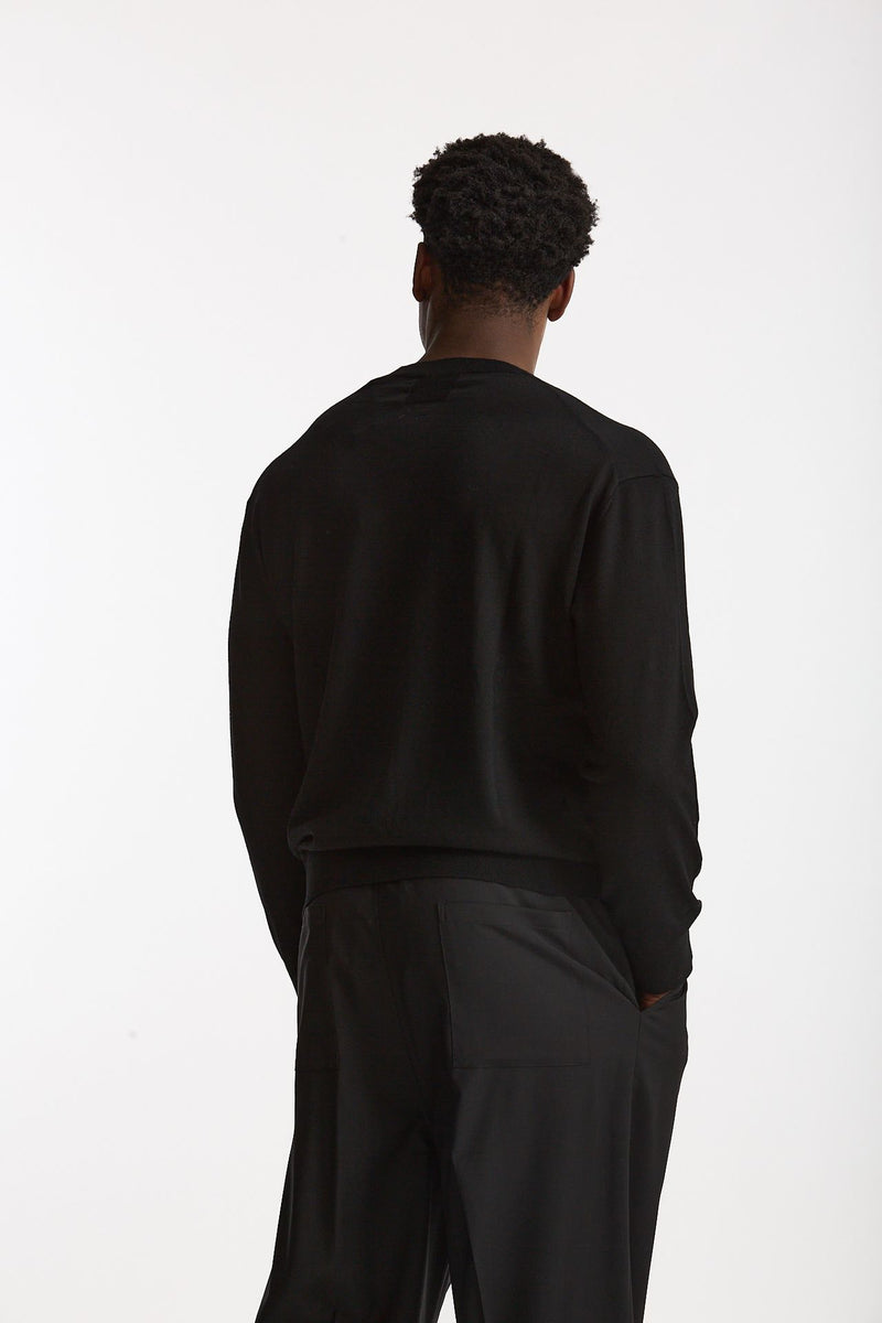Maglia in lana rasata nero uomo Hosio - 4
