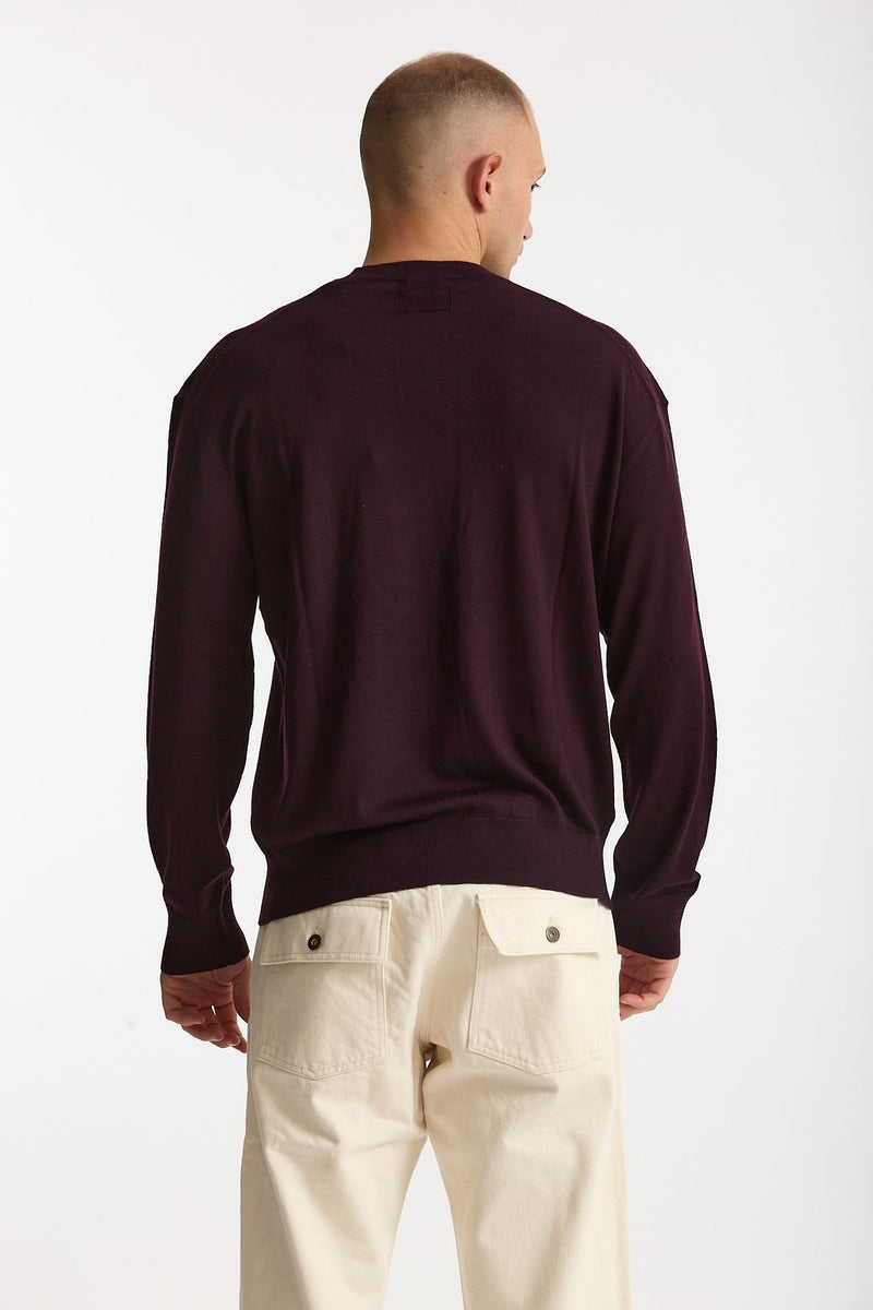 Maglia in lana rasata bordeaux uomo Hosio - 4