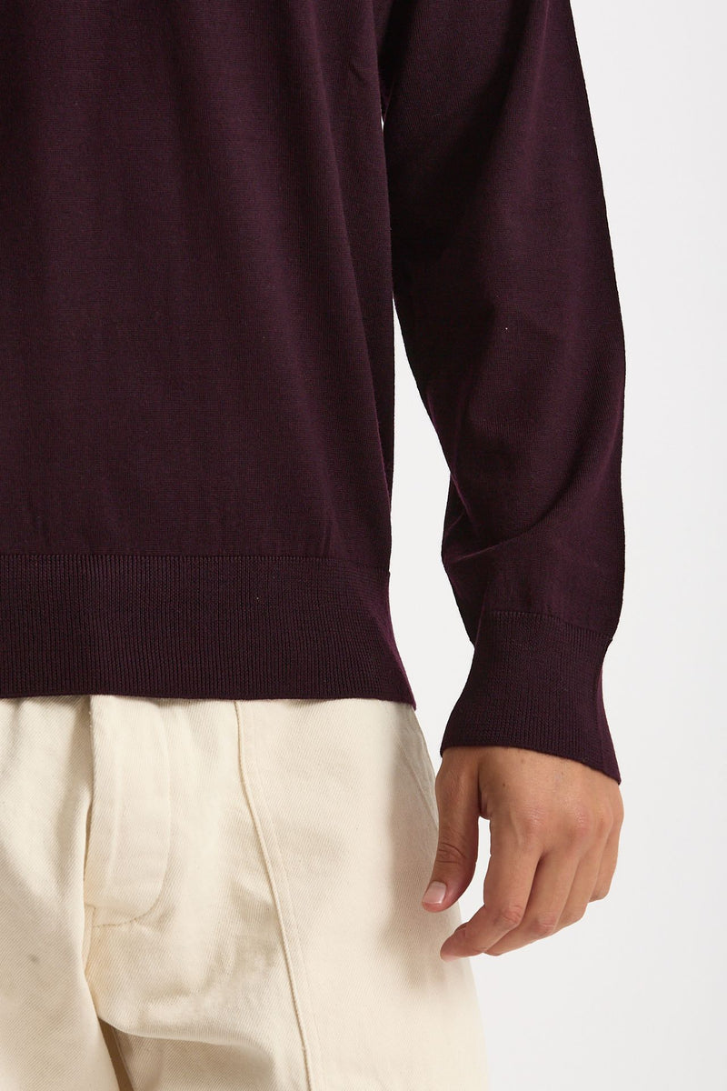 Maglia in lana rasata bordeaux uomo Hosio - 6
