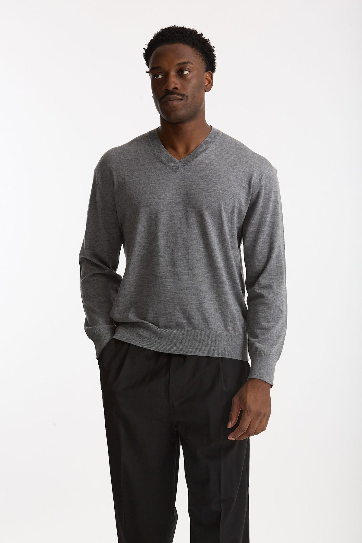 Maglia in lana rasata grigio uomo Hosio - 1