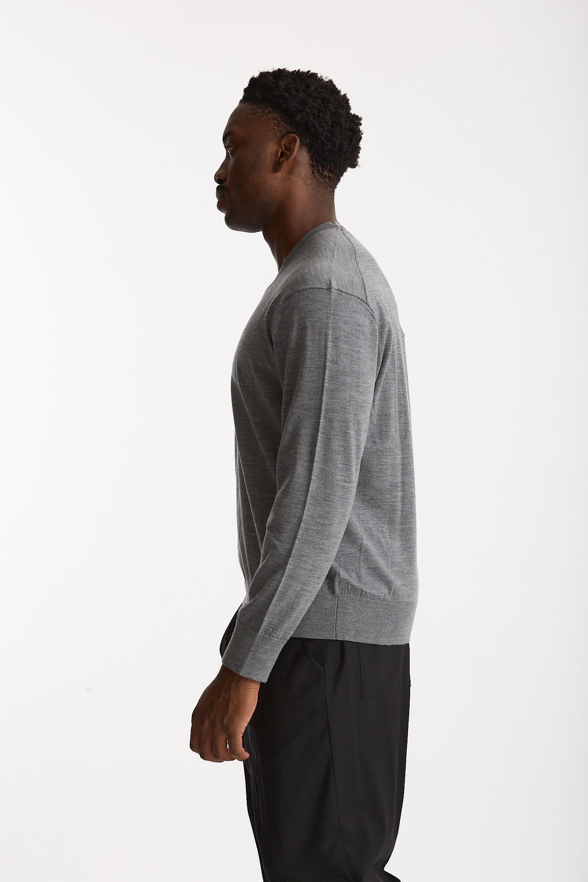 Maglia in lana rasata grigio uomo Hosio - 2