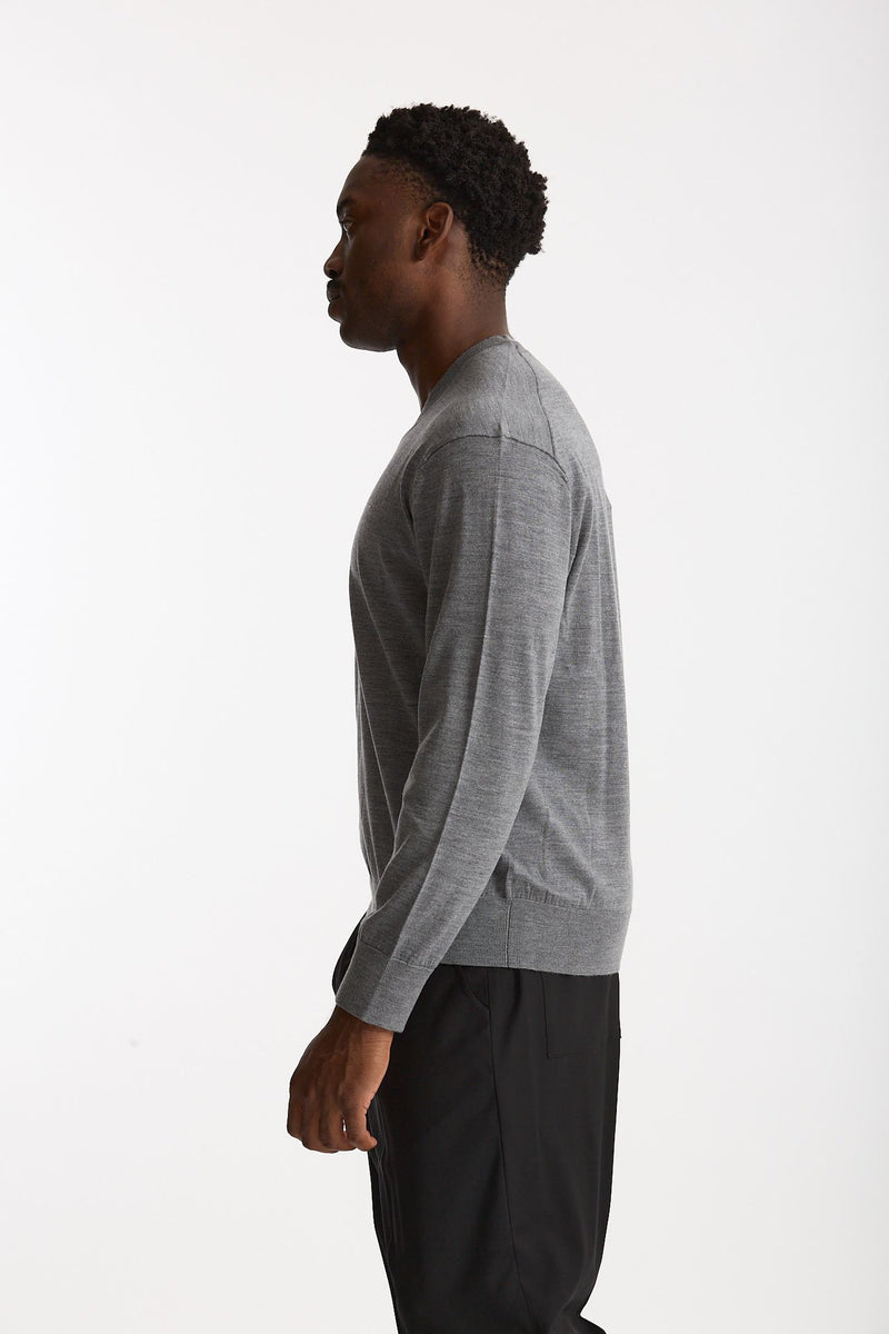 Maglia in lana rasata grigio uomo Hosio - 2