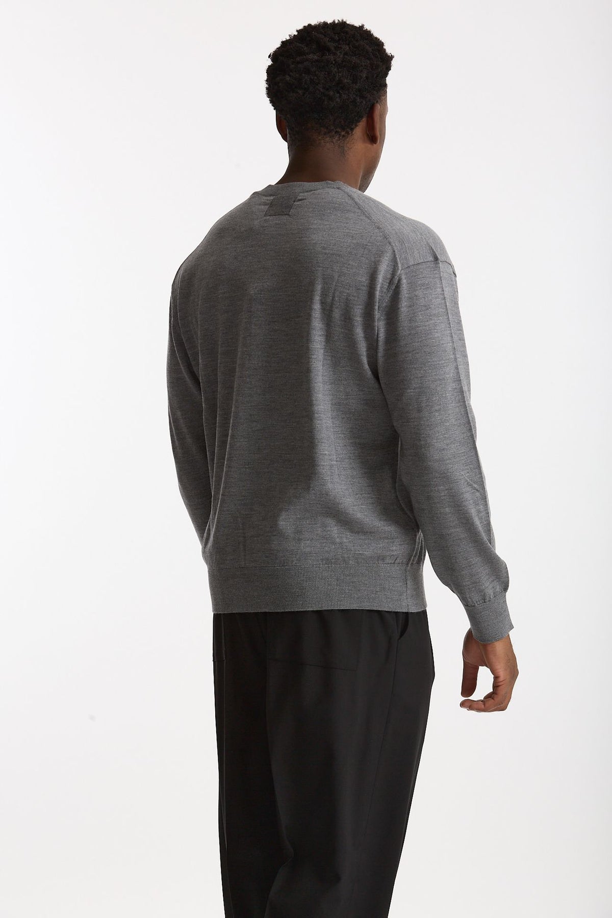 Maglia in lana rasata grigio uomo Hosio - 3