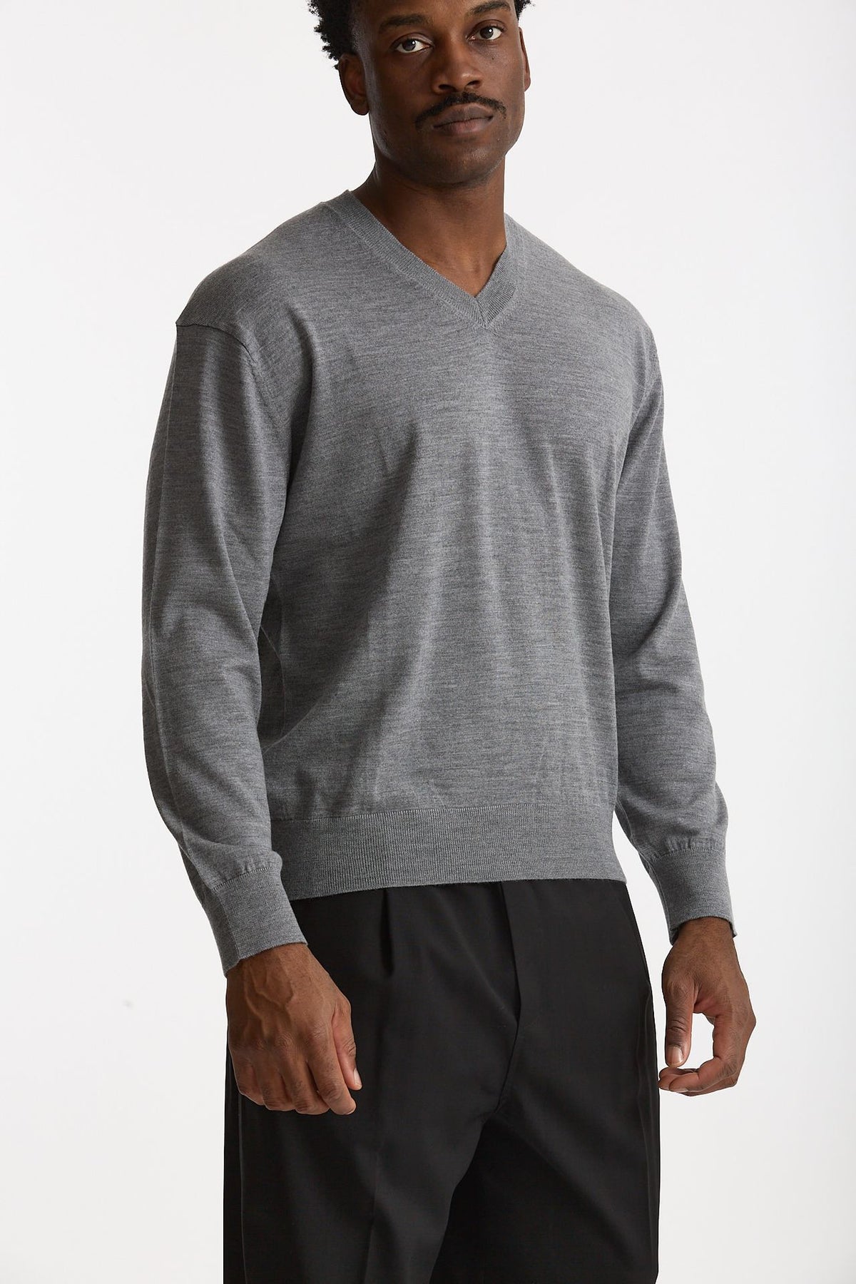Maglia in lana rasata grigio uomo Hosio - 4
