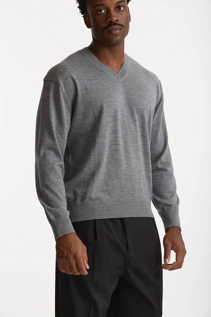 Maglia in lana rasata grigio uomo Hosio - 4