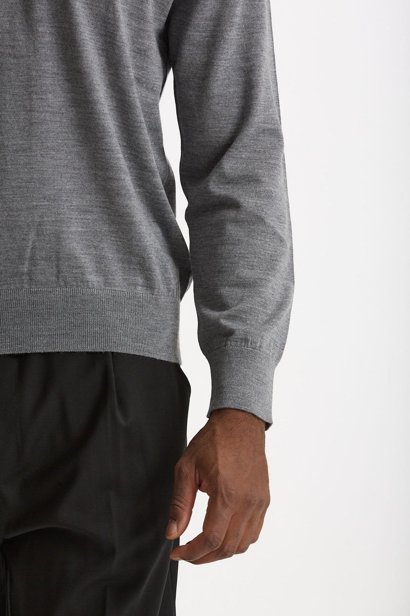 Maglia in lana rasata grigio uomo Hosio - 6